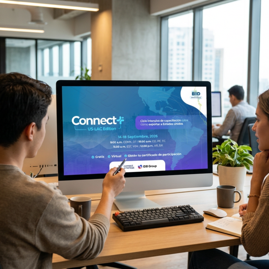 Dos personas participando en una sesión de Connect+ US-LAC Edition